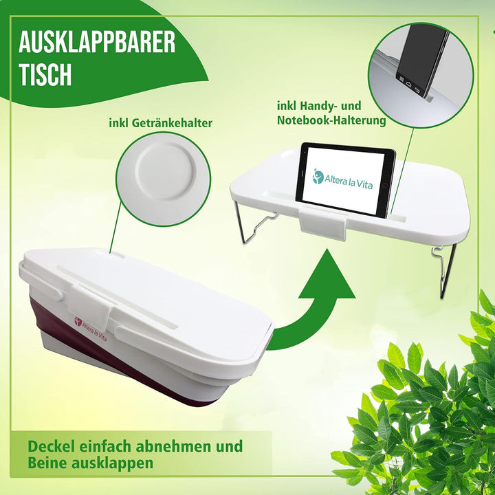 Altera la Vita Picknickkorb Camping-Einkaufskorb Spülbecken faltbar mit Deckel und Tisch klappbar 15