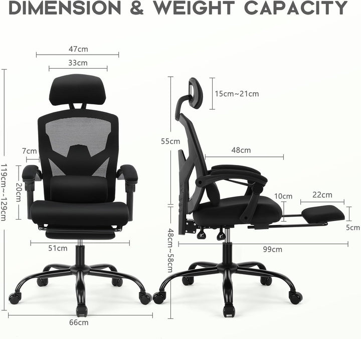 DUMOS Bürostuhl Ergonomisch - Ein Schreibtischstuhl mit Komfortarmlehnen, Ausgestattet mit Einer Beq