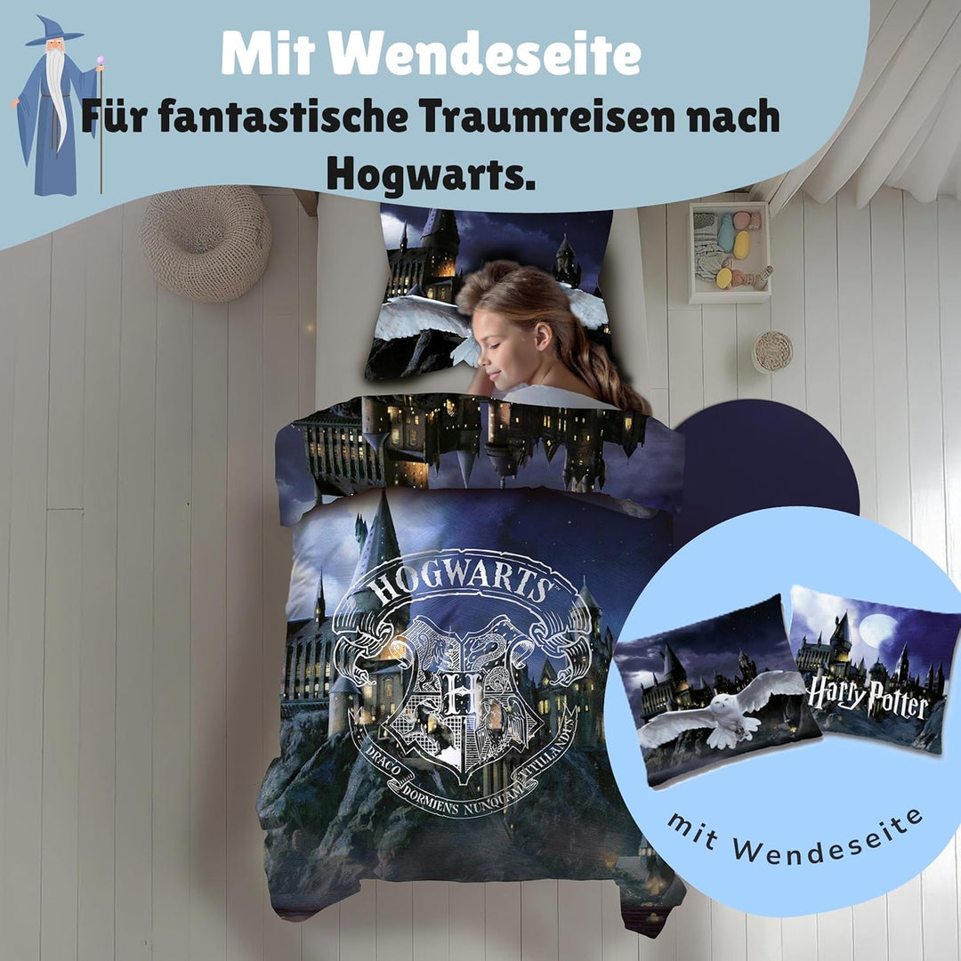 Familando Wende Bettwäsche-Set Harry Potter 135x200 80 x 80 cm · Kinderbettwäsche aus 100% Baumwolle