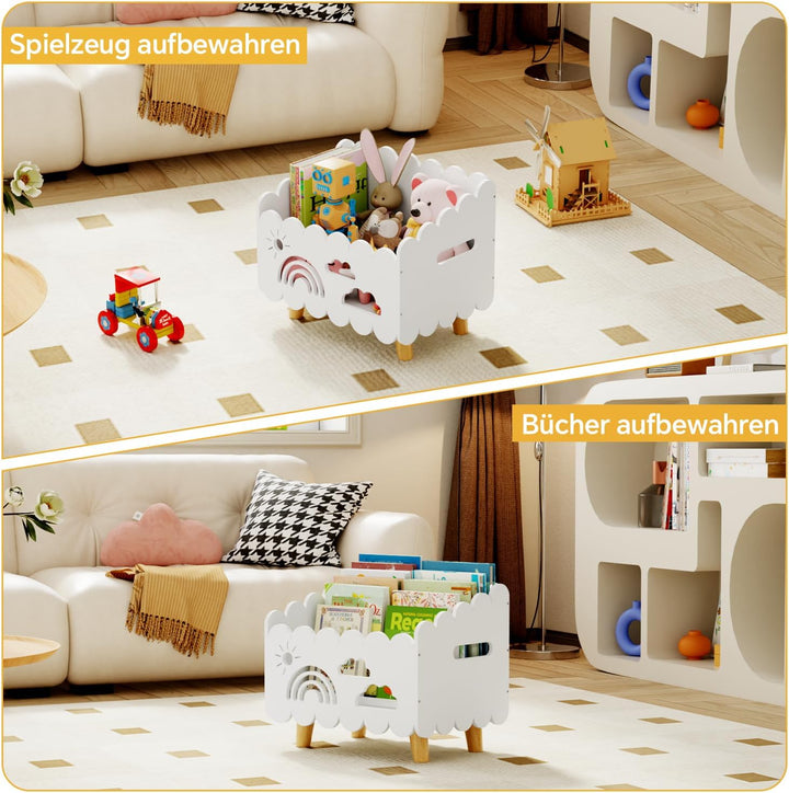 DUHARS Kinder Bücherregal Holz, Montessori Bücherregal Kinder, Bücherkiste Kinder für Leseecke, Baby