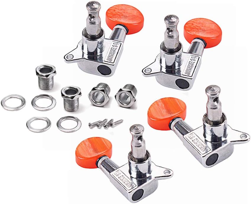 Alnicov Ukulele Tuning Pegs Machine Heads,2R 2L With Red Tuning Peg Button