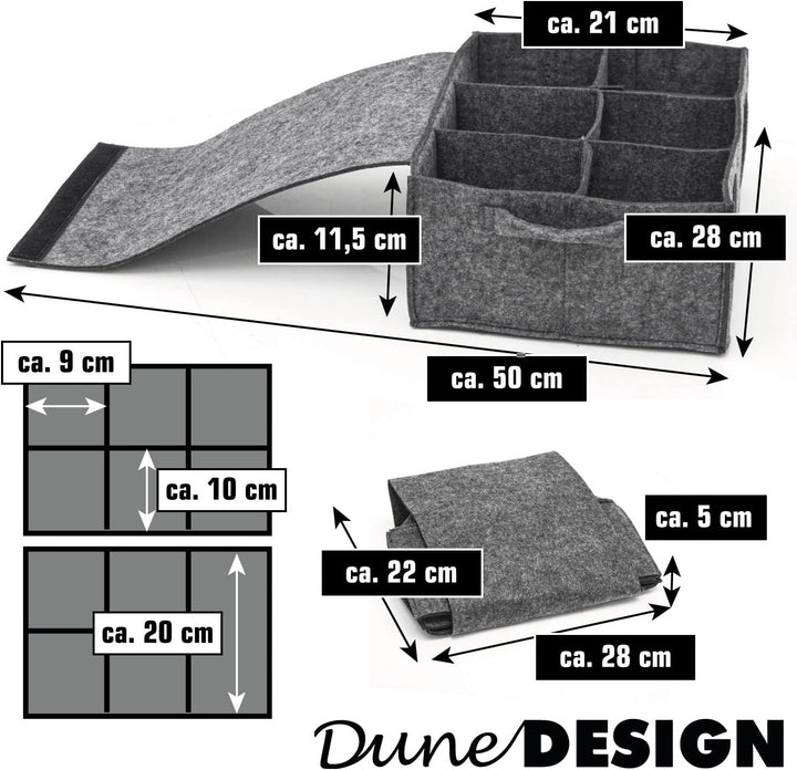 DuneDesign Filz Tassenhalter Camping - 28x21 Glashalter Wohnmobil - Glasträger für Trinkgläser - Wei