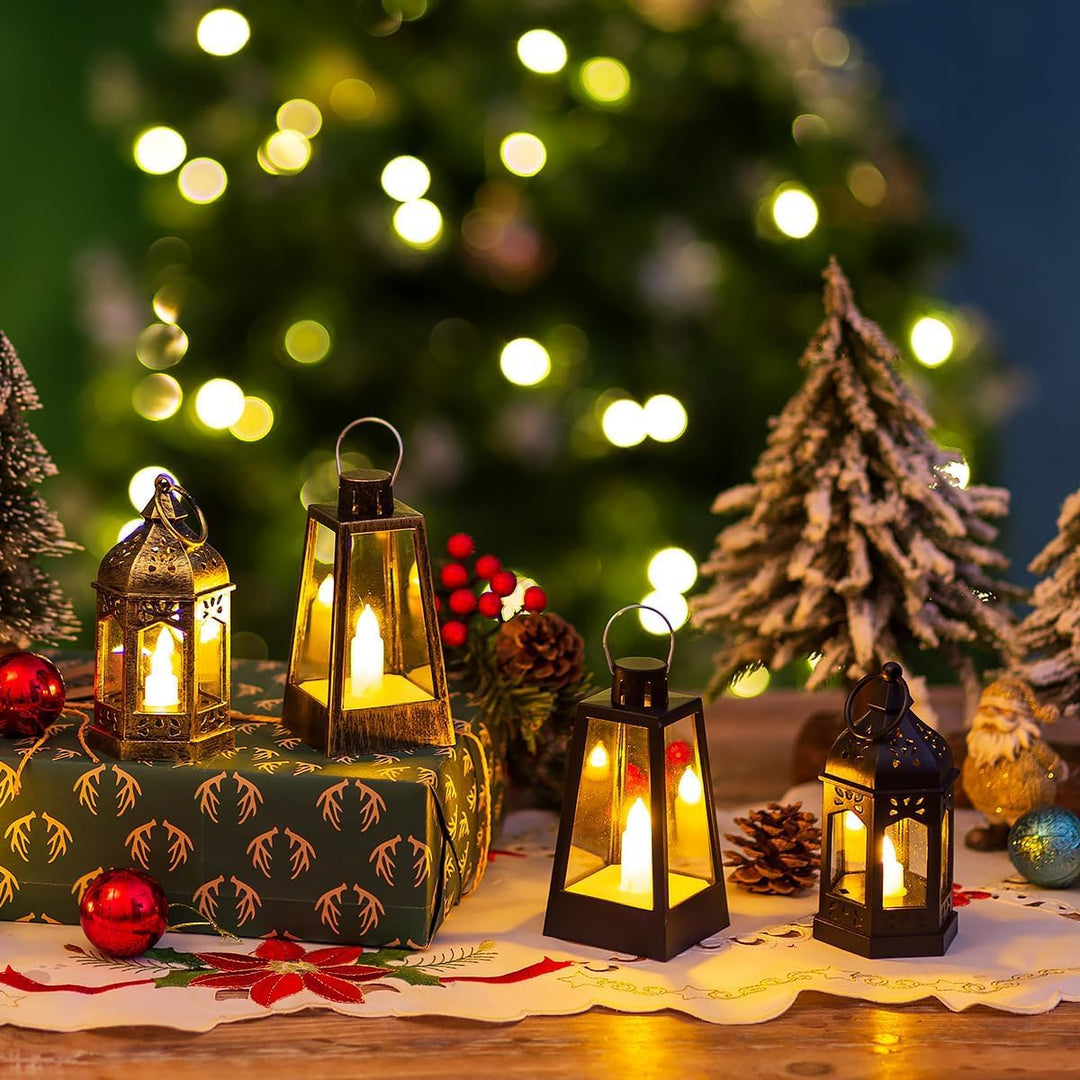 Orientalische Laterne Gold Weihnachten Tischdeko - Romadedi 10er Set Mini LED Laterne Metall mit Bat