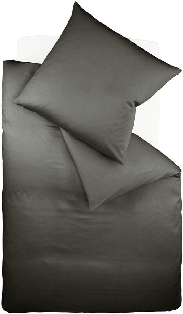 fleuresse Uni-Colours Bettwäsche-Set, Mako Satin, 100 Prozent Baumwolle, Fb. anthrazit, 240 x 220 cm