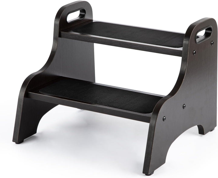 StrongTek Wood 2 Tritthocker für Kinder mit Rutschfester Trittfläche, tragbaren Griffen, rutschfeste