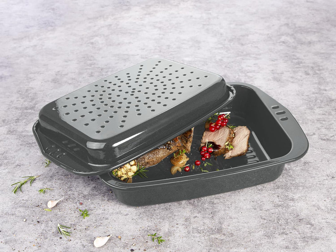 chg ECOpremium Aroma-Bräter mit Deckel Emaille 39 x 28 cm Backofen-Brattopf