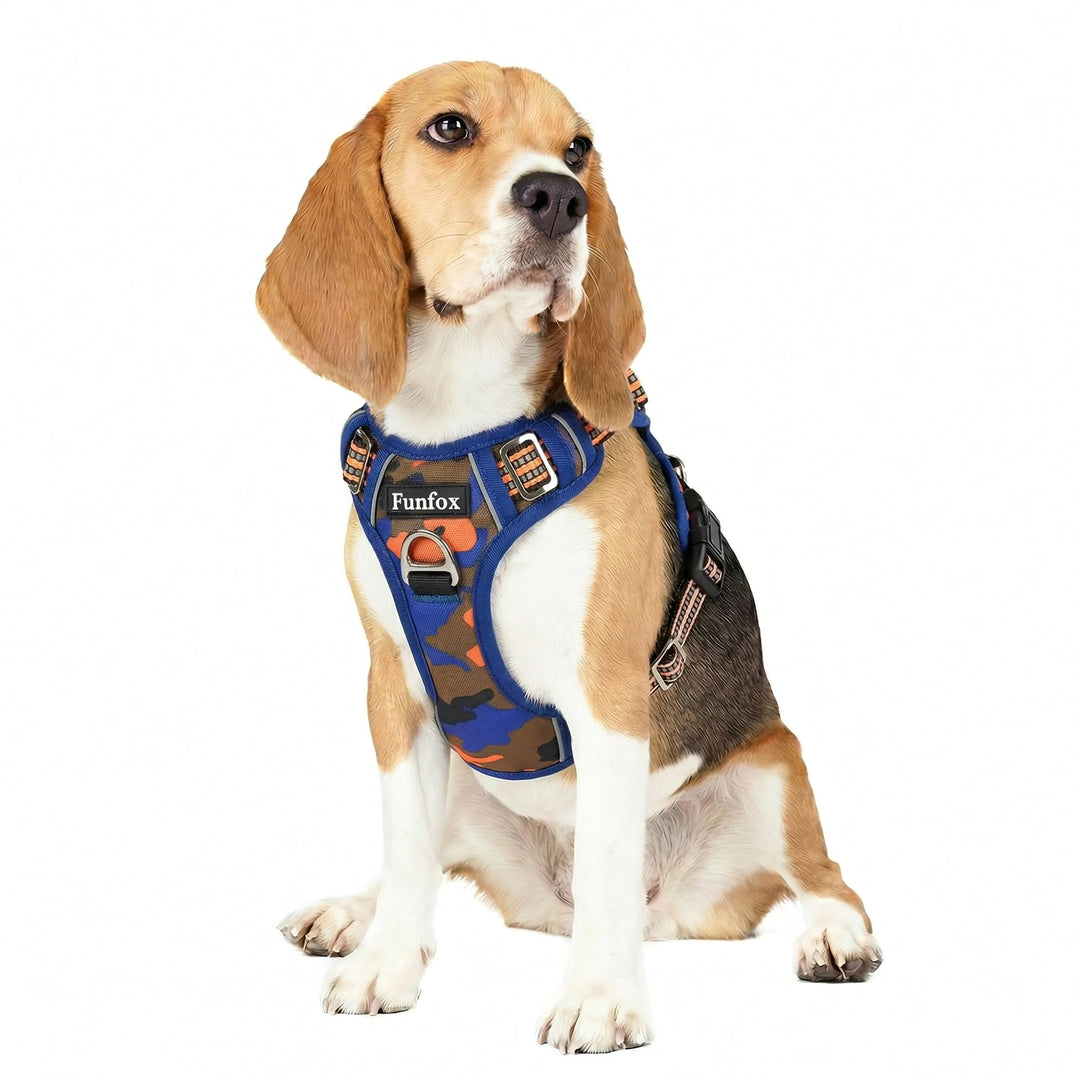 Funfox Hundegeschirr Mittelgrosse Hunde [M] - Verstellbares Anti-Zug Brustgeschirr mit Griff & Refle
