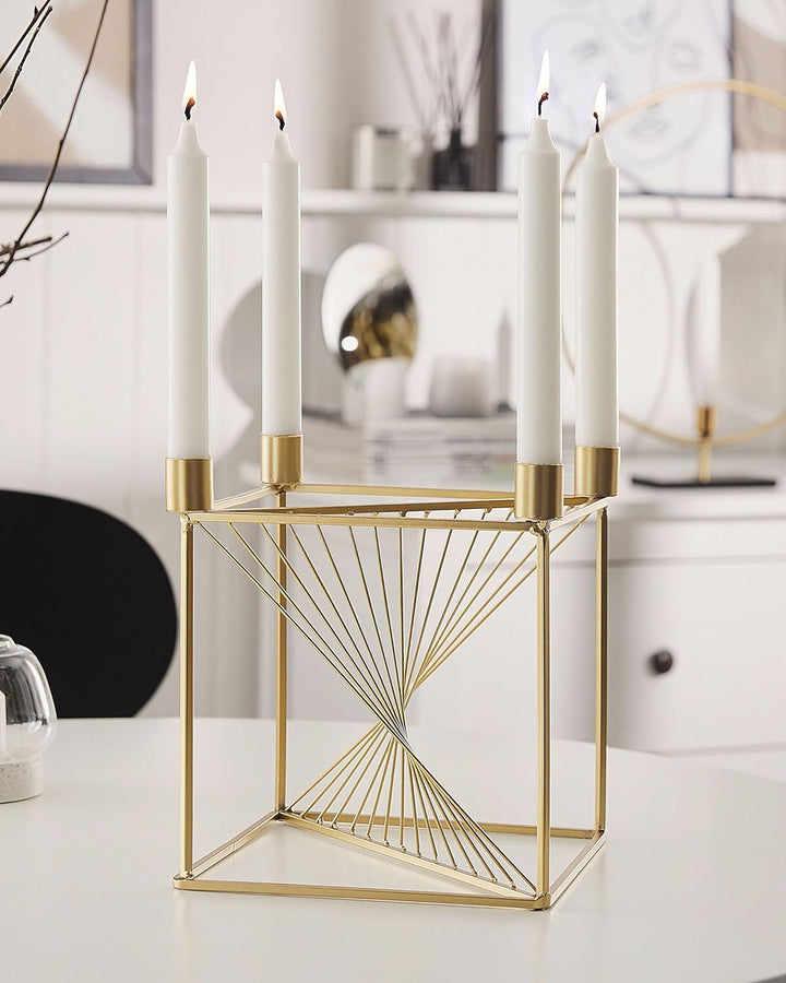 Moderner Kerzenständer in edlem Gold aus Metall für 4 Kerzen Mindoro