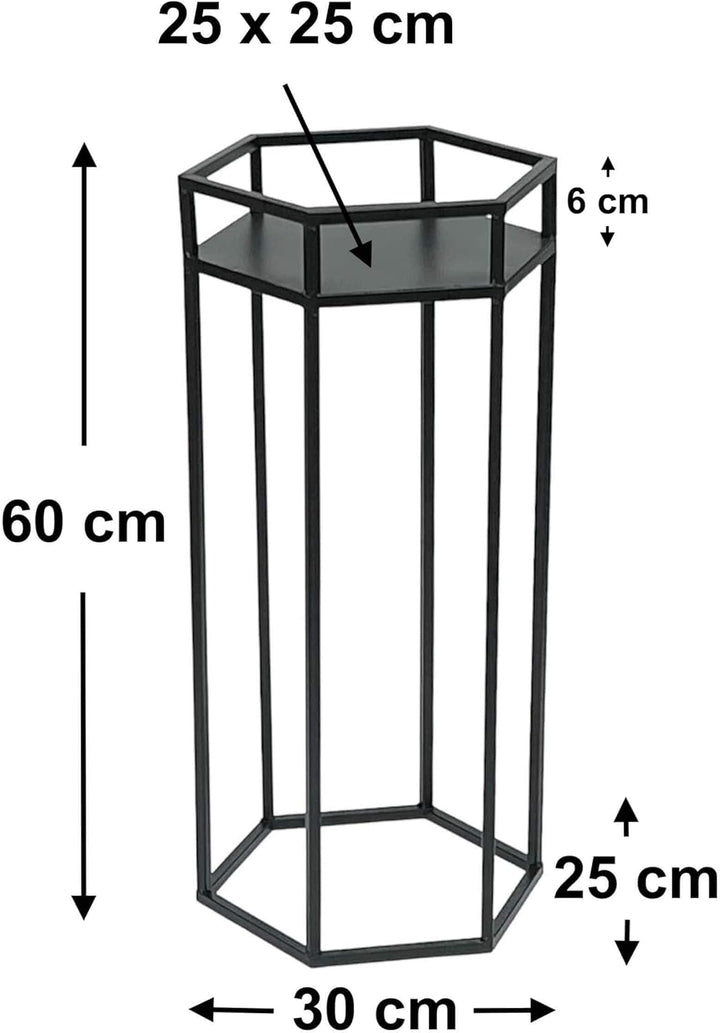 DanDiBo Blumenhocker Metall Schwarz 6eck Blumenständer Beistelltisch 96453 Blumensäule Pflanzenhocke