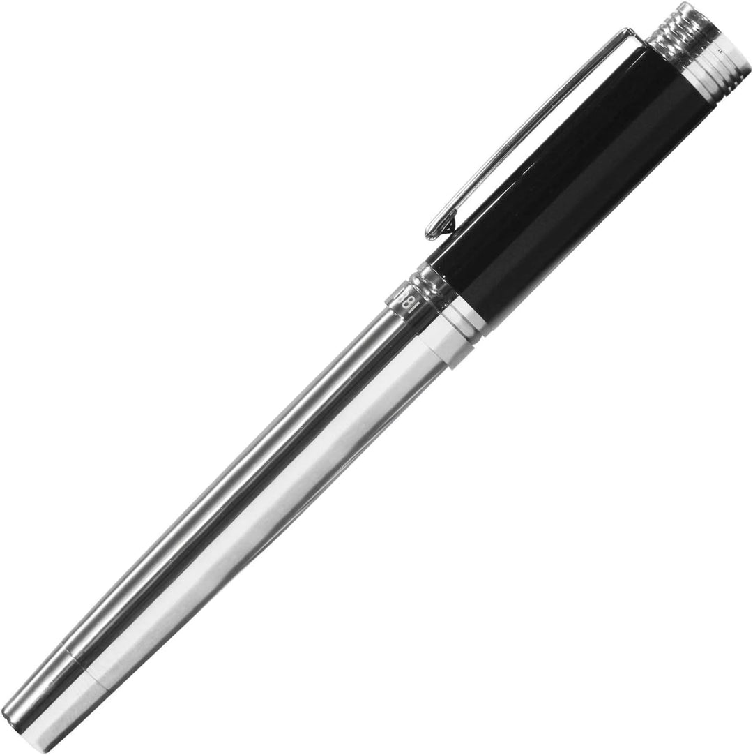Cerruti 1881 Zoom Tintenroller aus Messing in der Farbe Silber-Schwarz, Länge: 14,3cm, NS5555N