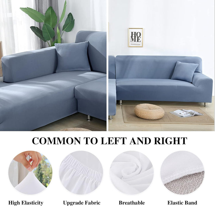 Jaotto Sofa Überwürfe Sofabezug Elastische Spandex Stretch Sofabezüge Couchbezug für L-Form Sofa Uni