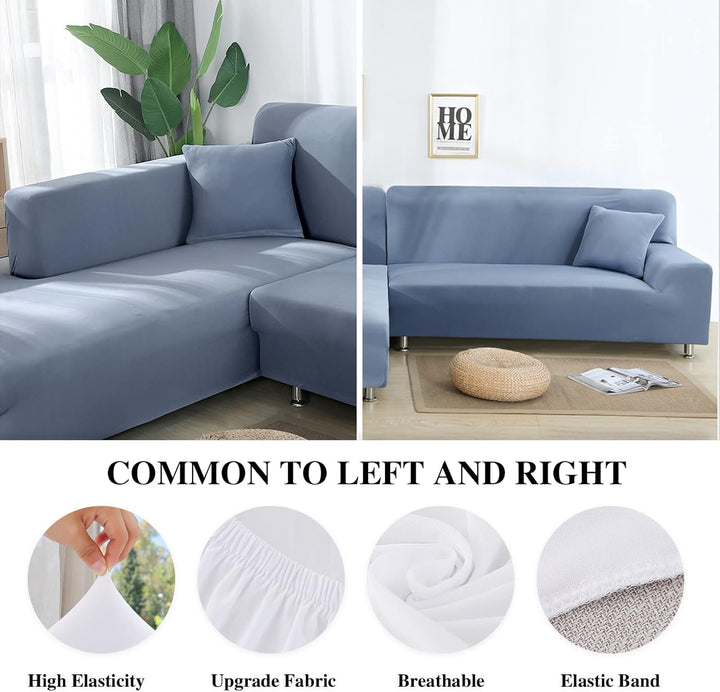 Jaotto Sofa Überwürfe Sofabezug Elastische Spandex Stretch Sofabezüge Couchbezug für L-Form Sofa Uni