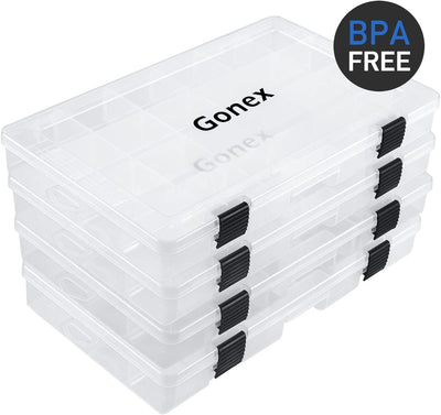 Gonex Köderboxen Angeln, Tackle Boxes 3/4 Stück, Transparente Kunststoff Angelbox mit Verstellbaren