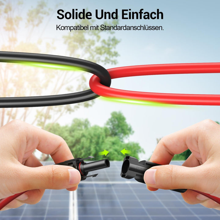 Solarkabel 4mm²/6mm², Solarkabel Verlängerung, Solarkabel Verlängerungskabel(Rot/Schwarz) (4mm² 5M),