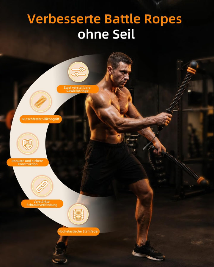Battle Ropes, robuste, seillose Battle Ropes für Fitnessstudio und Zuhause | Gewichtete Trainingssei
