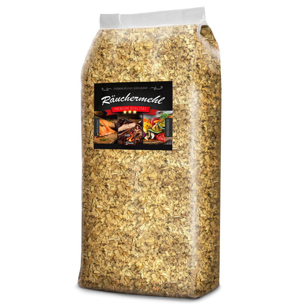 EVERSMOKE 15kg Premium Räuchermehl & Räucherchips aus Buche - Verschiedene Körnung - zum Heissräuche