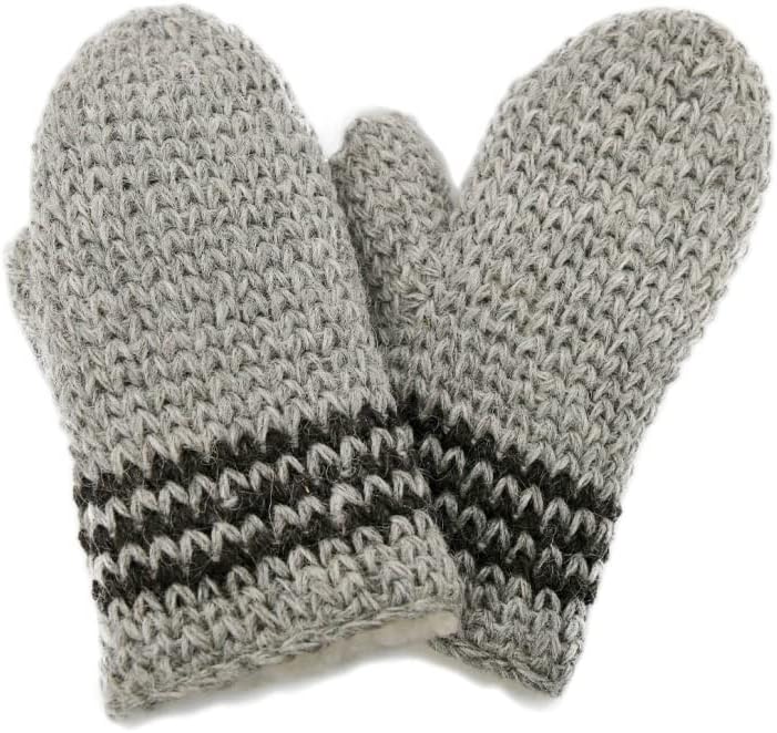Hollert Handgestrickte Fausthandschuhe Bernie gefüttert Merinowolle Grau