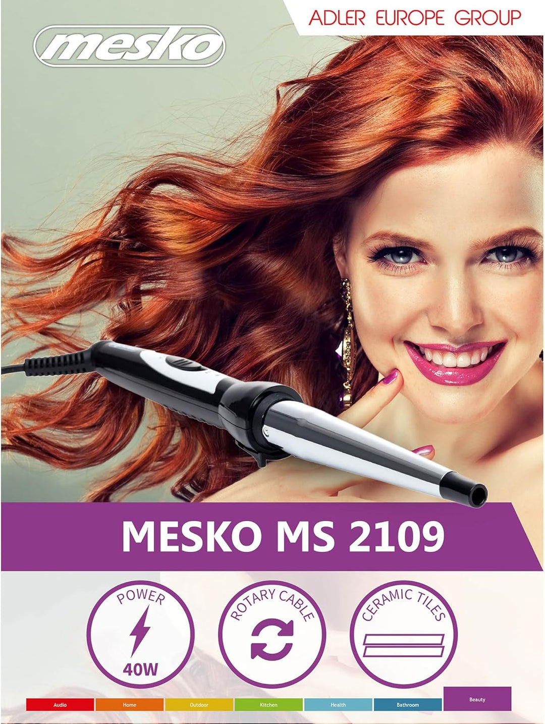 Mesko MS2109 Lockenstab, Professioneller Konischer Welleneisen für Haare, Kreiert Wellen und Locken,