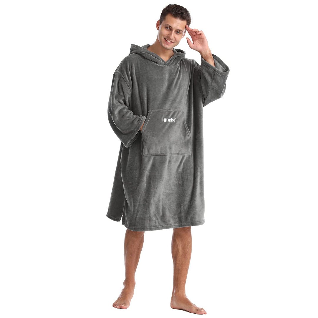Hiturbo Bademantel, Damen Herren Robe, Unisex, Einheitsgrösse, Warmer Weicher Fleece Mogenmantel mit