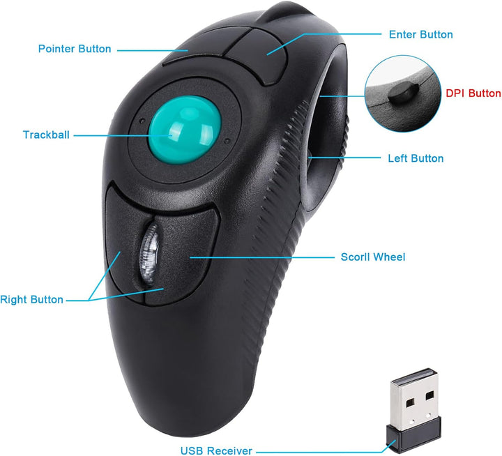IMAGE Trackball Maus Kabellose USB Hanheld Funkmaus mit Laser für Rechts- oder Linkshänder