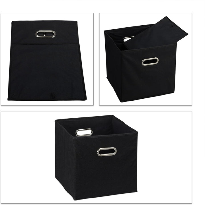 Relaxdays Aufbewahrungsbox 4er Set, Faltbare Regalboxen, HxBxT: 30x30x30 cm, mit Griffen, Faltboxen