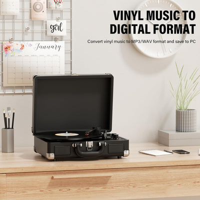 DIGITNOW! Belt-Drive 3 Gang Portable Stereo Turntable with Built-in Speakers, Supports RCA Output/3.