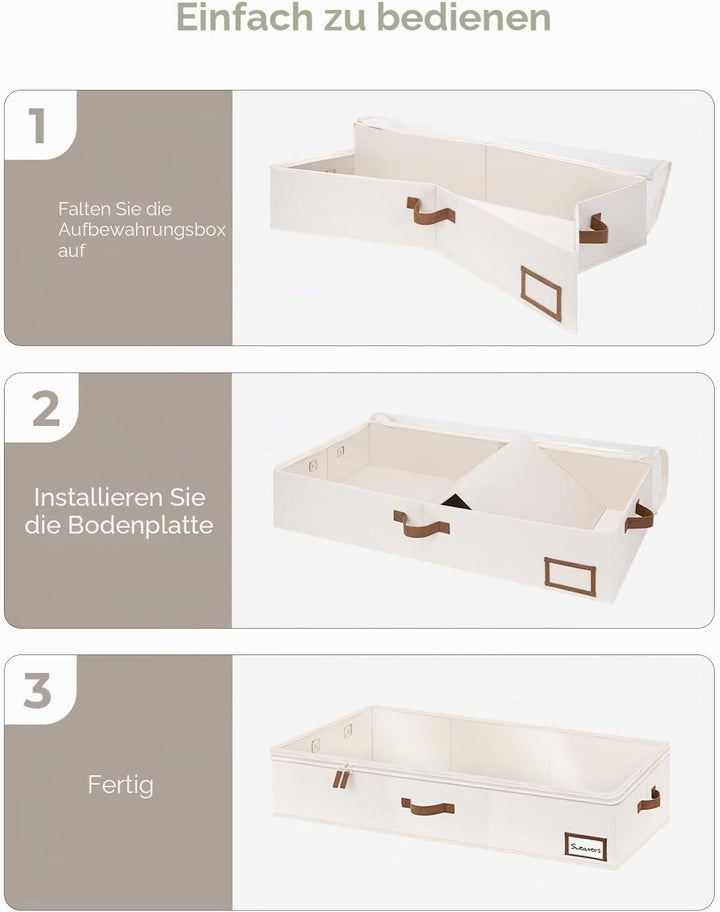 StorageWorks Unterbett Aufbewahrungsbox, extra Grosse Unterbettkommode mit Deckel, Stoff Unterbettbo