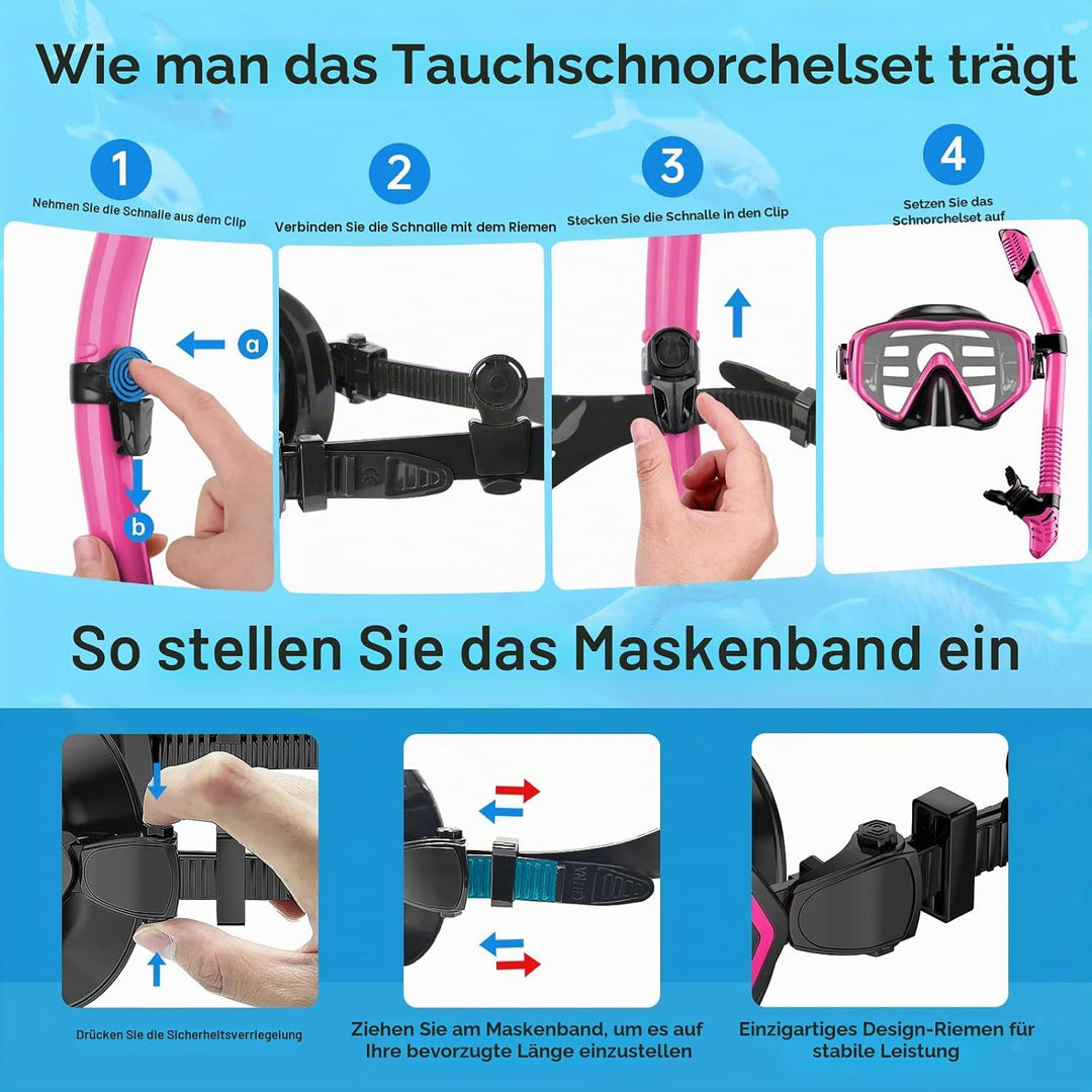JEMULICE Schnorchelset Erwachsene, Schnorcheln Set mit Taucherbrille und Dry Schnorchel für Herren u