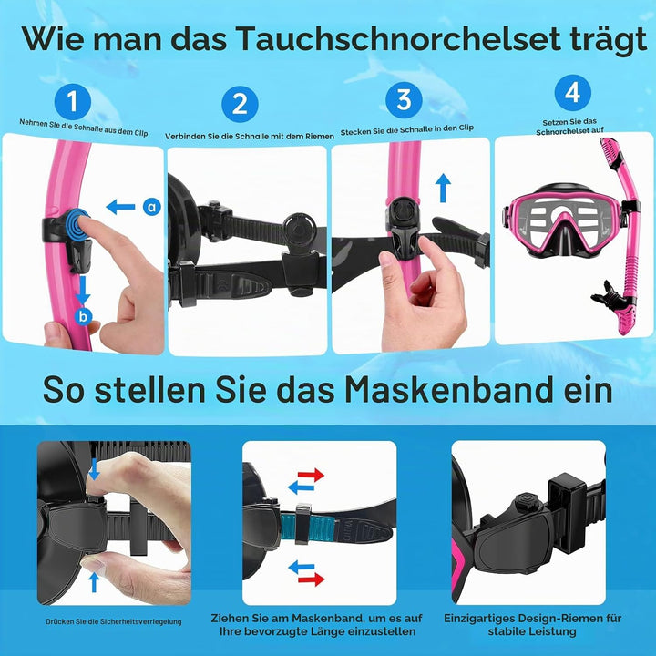 JEMULICE Schnorchelset Erwachsene, Schnorcheln Set mit Taucherbrille und Dry Schnorchel für Herren u