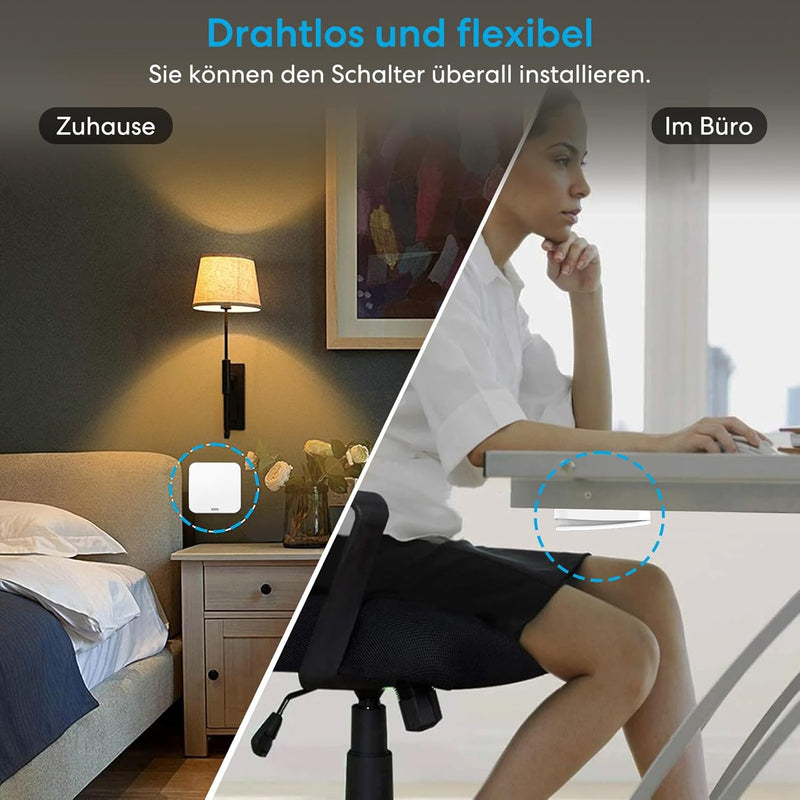 TangVita Funkschalter SET KS4 Drahtlos Kinetischer Batterieloser Schalter mit Empfänger, KS4