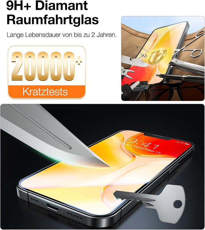 TORRAS für iPhone 13/13 Pro Glas, iPhone 14 Schutzglas [Unzerbrechlich TOP 9H Schutz] Militärniveau