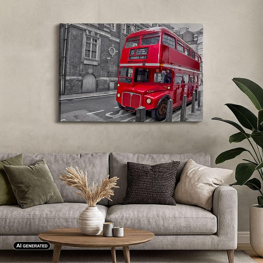 Bilder auf Leinwand Bus Denkmal London Geschichte Leinwandbild 70x50cm Wandbilder Dekoration Wohnzim