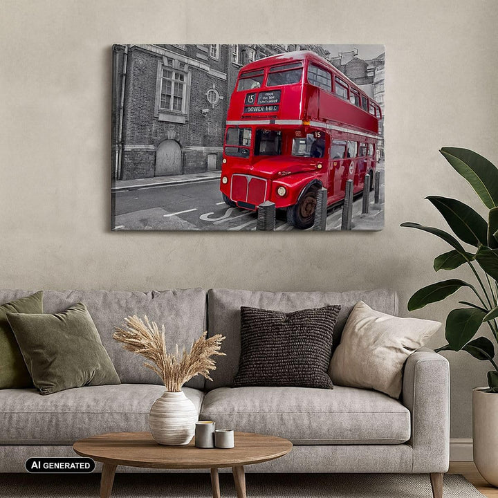 Bilder auf Leinwand Bus Denkmal London Geschichte Leinwandbild 70x50cm Wandbilder Dekoration Wohnzim