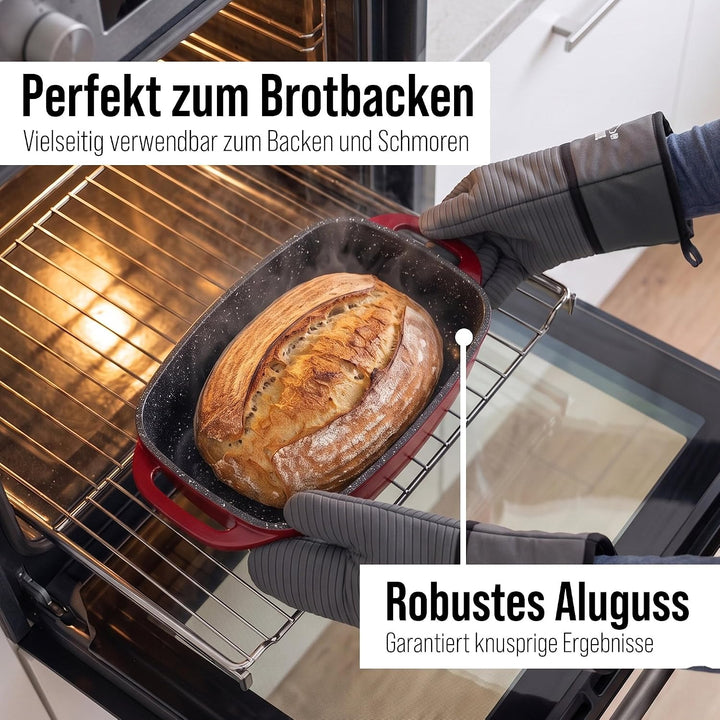 STONELINE Bräter Induktion 43 x 26 cm, 7,8 L, Bräter mit Deckel backofengeeignet, Deckel als Auflauf