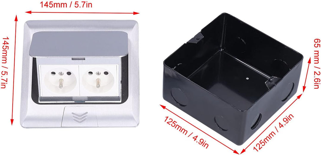 Up Bodendose Aluminiumlegierung Boden Desktop-Steckdose Wasserdichte Steckdose 2-Wege IP40 250V/16A
