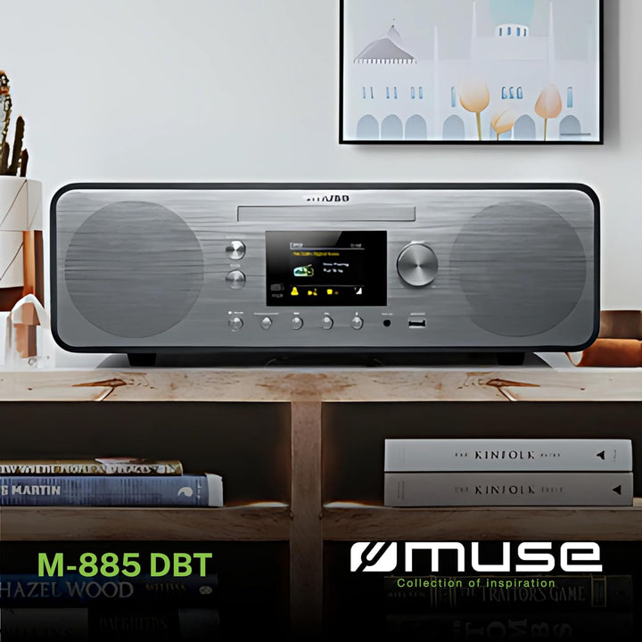 MUSE M-885 DAB Design Bluetooth Stereoanlage mit CD-Player und USB (DAB+, UKW, NFC, AUX), 80 Watt, g