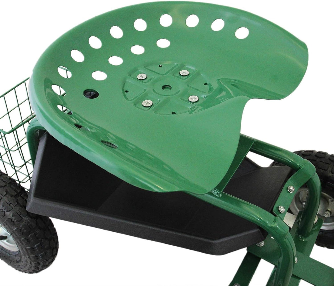 Gartensitz Fahrbarer Gartenwagen mit Sitz 150kg Sitzwagen Gartenhocker Rollwagen Rollsitz Gartenhelf