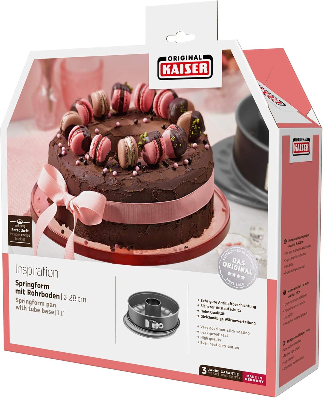 Original Kaiser Inspiration Springform 28 cm rund, 2 Böden, Flach- und Rohrboden, Backform rund 28 c