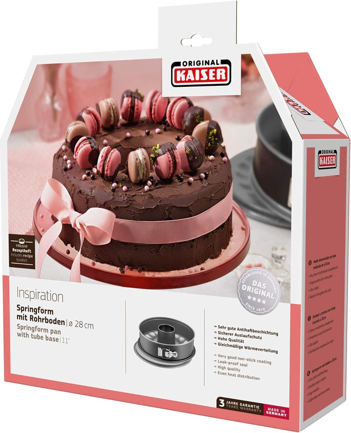 Original Kaiser Inspiration Springform 28 cm rund, 2 Böden, Flach- und Rohrboden, Backform rund 28 c