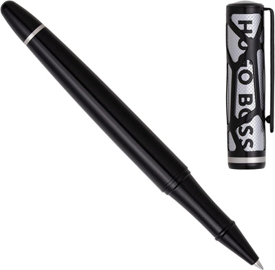 Hugo Boss Craft Tintenroller aus Messing in der Farbe Chrome, Länge: 14,3cm, Tintenfarbe: Schwarz, H