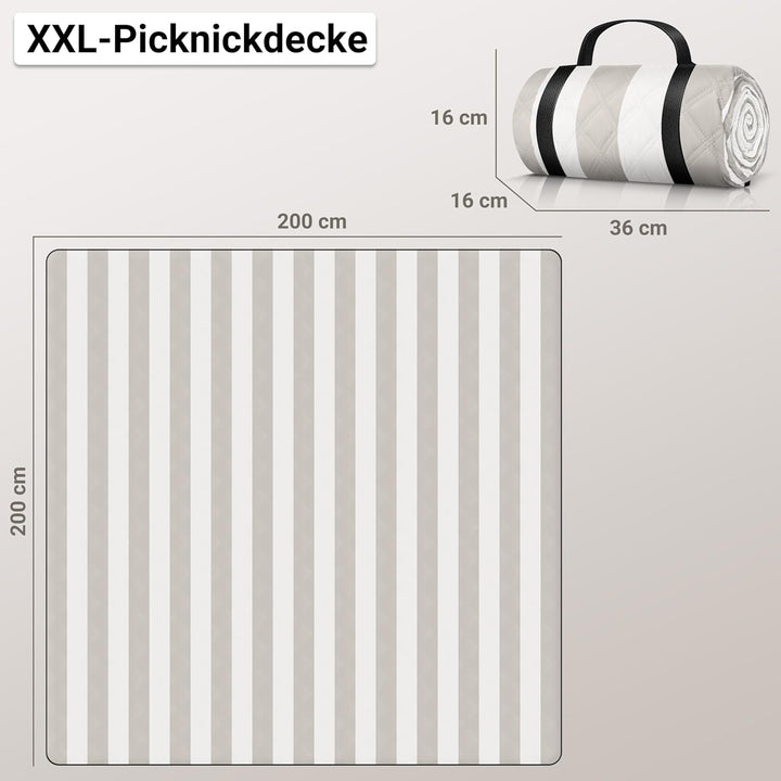 HOEL Picknickdecke 200x200 cm wasserabweisend + isoliert - Strandmatte gepolstert XXL - Picknickdeck