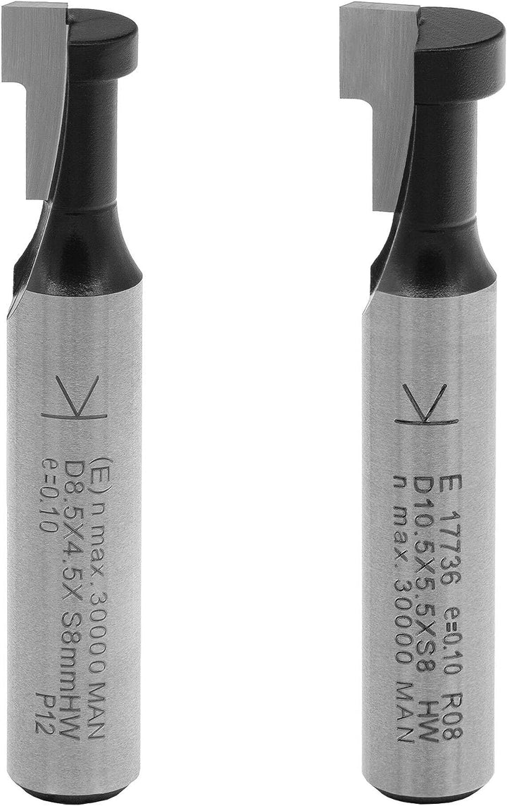 ENT 09045 4-tlg. T-Nutfräser-Set M5 M6 M8 M10, Schaft 8 mm, in Hartmetall, für Sechskantschrauben mi