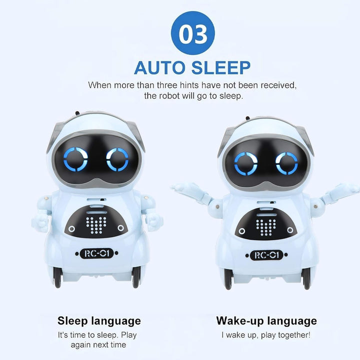 Bewinner Mini-Roboter-Spielzeug, Tasche, Sprechend, Tanzend, Singend, LED-Leuchten, Roboterspielzeug
