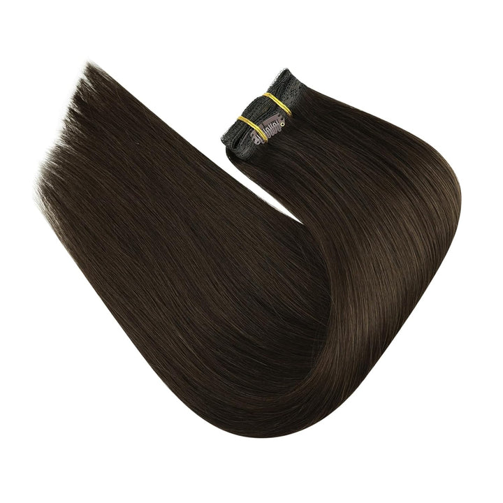 Clip in Extensions Echthaar Braun 50cm 120g Remy Clips in Haarverlängerung Echthaar Extensions Clip