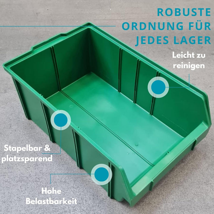 RODOPI 9er Set Stapelboxen, Grösse XL | Sichtlagerkästen 489x304x185mm | Robuste Lagerboxen für Werk
