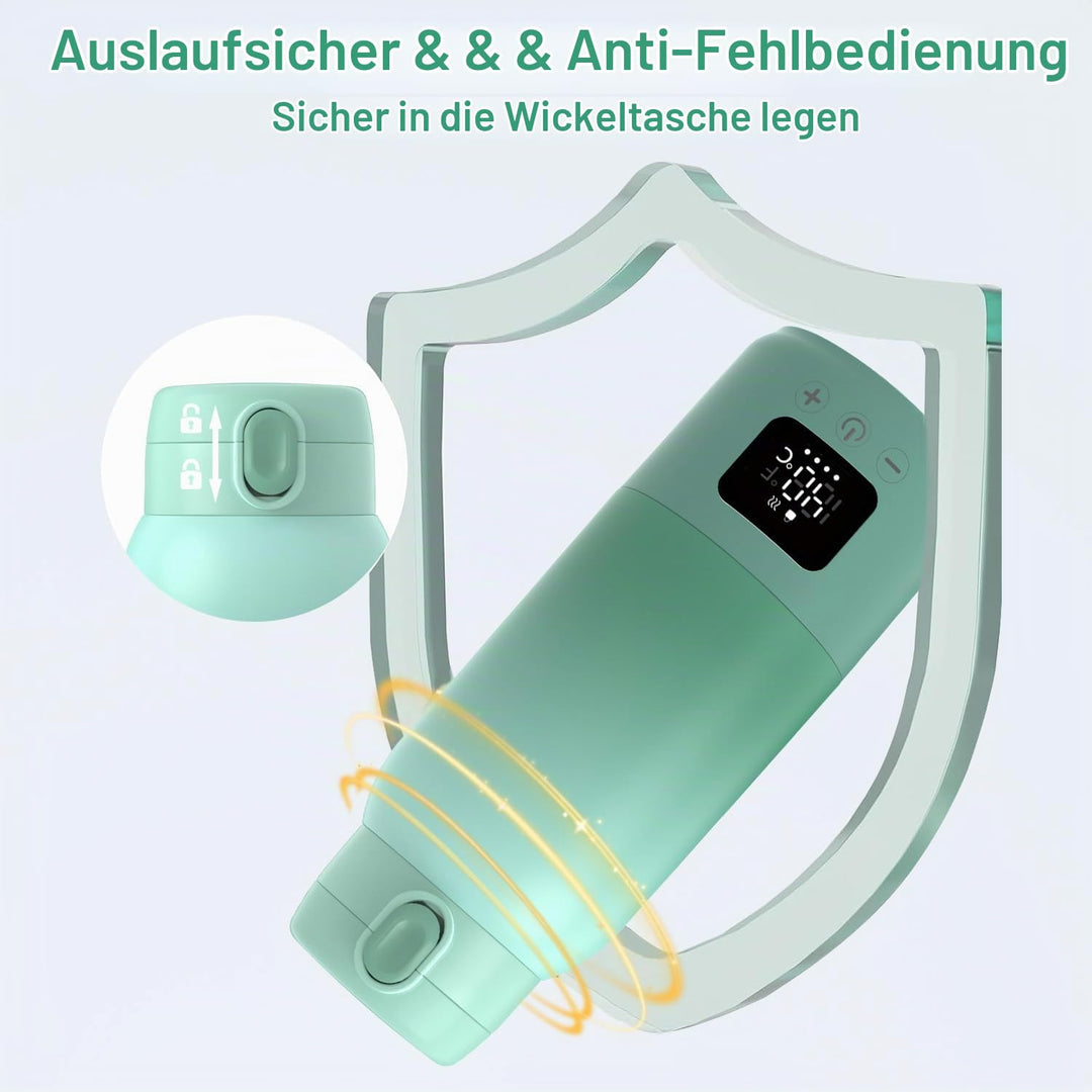 Tragbarer Flaschenwärmer Baby für Unterwegs, Schnelles Aufheizen Muttermilch und Wasser, Lange Akkul