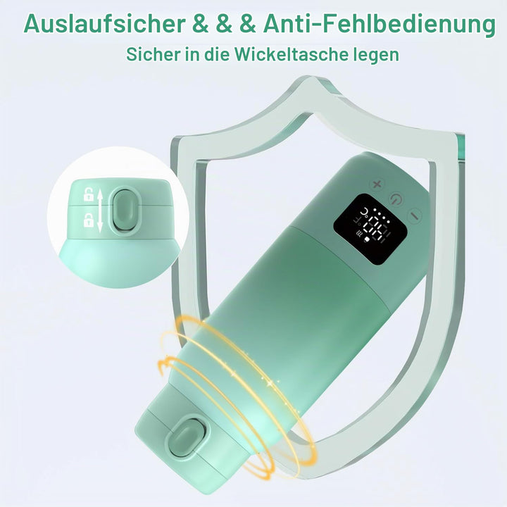 Tragbarer Flaschenwärmer Baby für Unterwegs, Schnelles Aufheizen Muttermilch und Wasser, Lange Akkul
