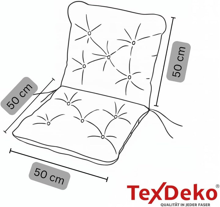 TexDeko® Ecolen Niedriglehner Auflage für Gartenstuhl 50x50x50cm Leinenstruktur hochwertig gepolster