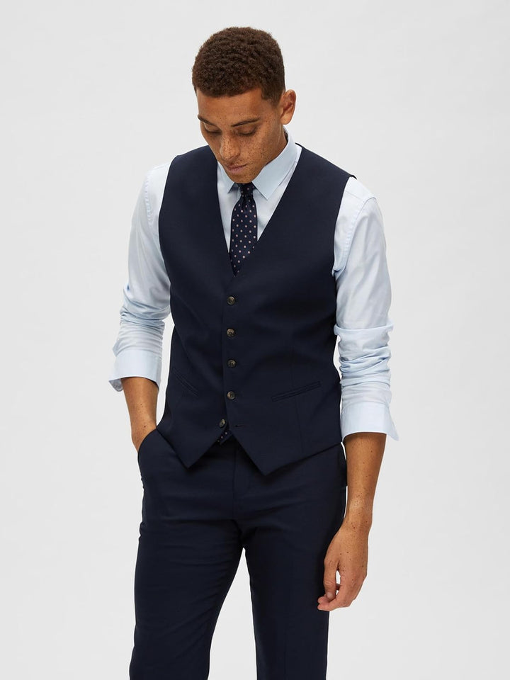 Selected Homme male Weste Klassischer Wollgemisch, Navy Blazer