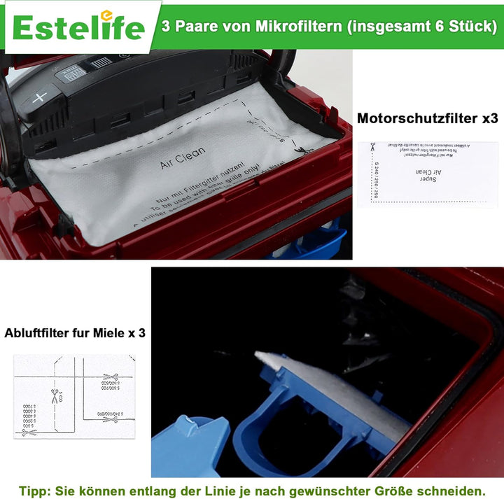 Filter für Miele Active Airclean Plus 50 Staubsauger Compact C1&C2, Complete C2&C3, S8340 S4000 S500